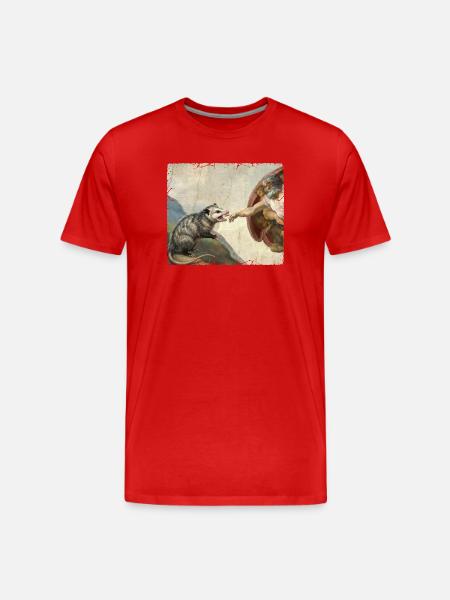 Opossum Schlägt Gottes Hand Lustiges Opossum meme - Männer Premium Bio T-Shirt - Rot