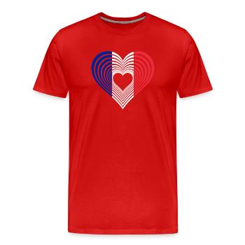 Herzflagge Französische Linienkunst.  France. Fran - Männer Premium Bio T-Shirt - Rot - Vorne - Damien (186cm)