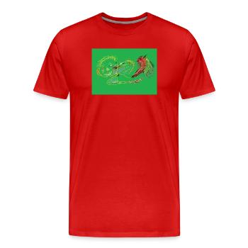 Herbe verte - T-shirt bio Premium Homme - rouge - Devant - Damien (186cm)