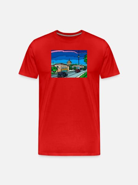 Retro City Straßenszene - Männer Premium Bio T-Shirt - Rot