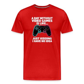 Une journée sans jeux vidéo - T-shirt bio Premium Homme - rouge - Devant - Damien (186cm)