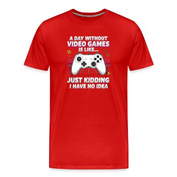 Jeu - T-shirt bio Premium Homme - rouge - Devant - Damien (186cm)