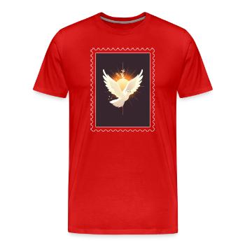 Timbre "Colombe de la paix" - T-shirt bio Premium Homme - rouge - Devant - Damien (186cm)
