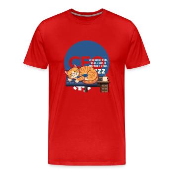 Chat endormi au clavier – Esprit d’équipe - T-shirt bio Premium Homme - rouge - Devant - Damien (186cm)