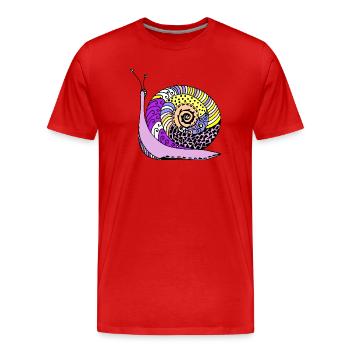 snail - Men's Premium Organic T-Shirt - red - Front - Damien (186cm)