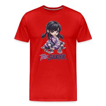 Cadeau de fille skateur Chibi Skateboard - T-shirt bio Premium Homme - rouge - Devant - Damien (186cm)