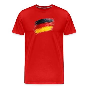 Titre du drapeau allemand en coups de pinceau - T-shirt bio Premium Homme - rouge - Devant - Damien (186cm)