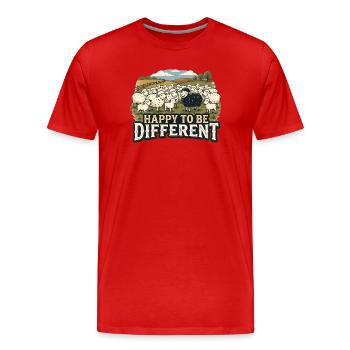 Black Sheep - Heureux d’être différent - T-shirt bio Premium Homme - rouge - Devant - Damien (186cm)