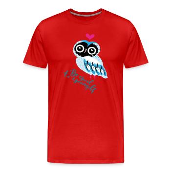 Hibou - T-shirt bio Premium Homme - rouge - Devant - Damien (186cm)
