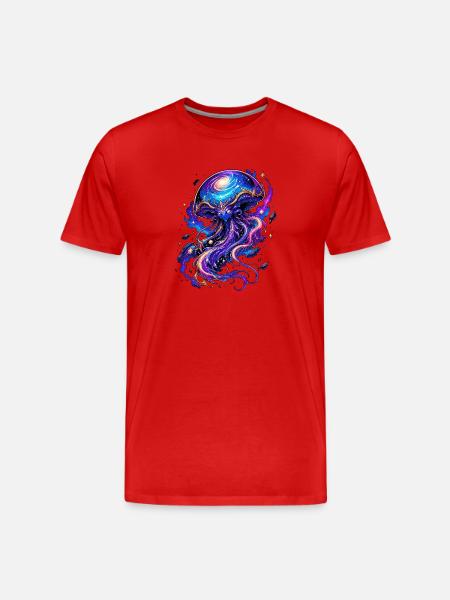 Galactic Jellyfish Galaxy - Men's Premium Organic T-Shirt - red