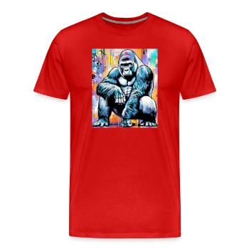 Gorilla - Männer Premium Bio T-Shirt - Rot - Vorne - Damien (186cm)