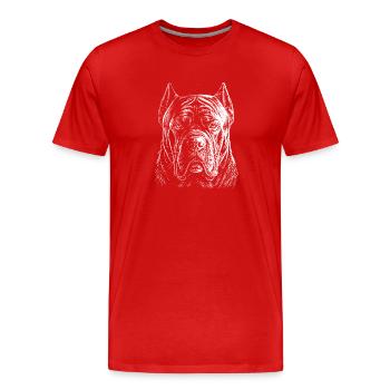 Portrait de Cane Corso Art du mastiff italien - T-shirt bio Premium Homme - rouge - Devant - Damien (186cm)