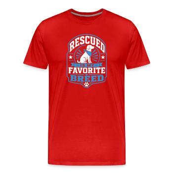 Rescued est ma race préférée pour animaux de sauvetage - T-shirt bio Premium Homme - rouge - Devant - Damien (186cm)