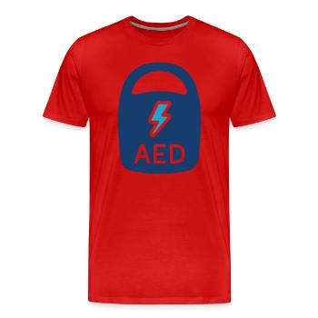 Icône de ligne de défibrillateur AED Emergency Rescue Vecto - T-shirt bio Premium Homme - rouge - Devant - Damien (186cm)