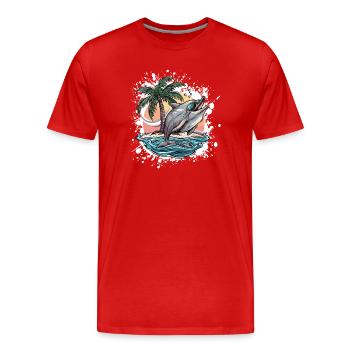 Vacances d’été des dauphins - T-shirt bio Premium Homme - rouge - Devant - Damien (186cm)