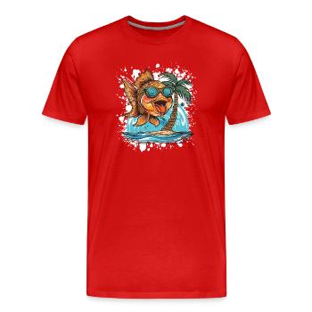 Bande dessinée d’été Poisson rouge - T-shirt bio Premium Homme - rouge - Devant - Damien (186cm)