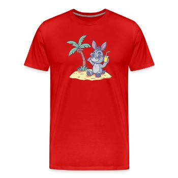 Esel Sommer Urlaub - Männer Premium Bio T-Shirt - Rot - Vorne - Damien (186cm)