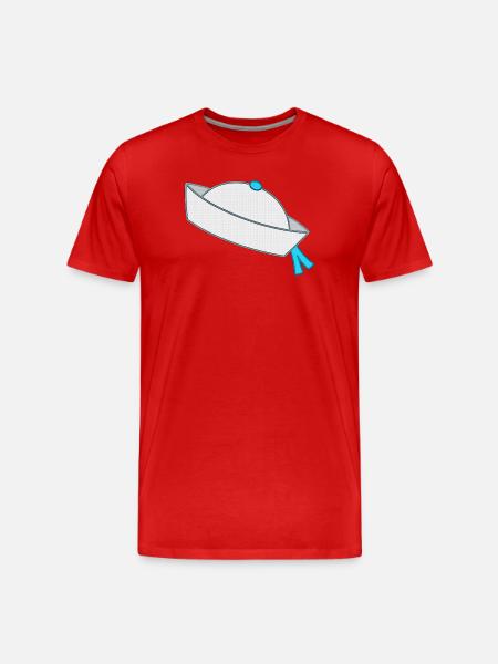 White Ship's Cap with Blue Tassel - Men's Premium Organic T-Shirt - red