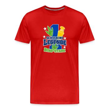 Einschulung Dinosaurier Schulkind Legende Dino-sta - Men's Premium Organic T-Shirt - red - Front - Damien (186cm)