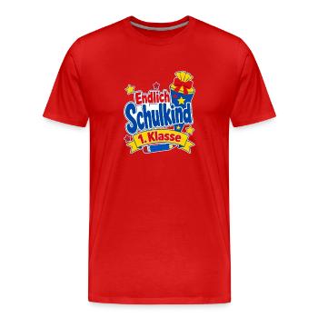 Einschulung Endlich Schulkind 1. Klasse Schultüte - T-shirt bio Premium Homme - rouge - Devant - Damien (186cm)