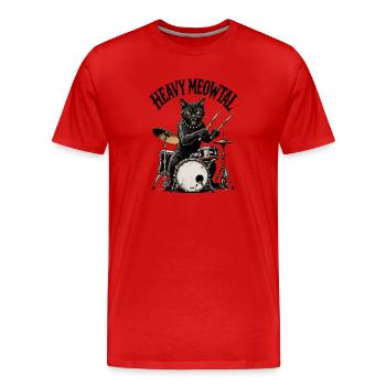 Heavy Meowtal Cats Tambours - T-shirt bio Premium Homme - rouge - Devant - Damien (186cm)