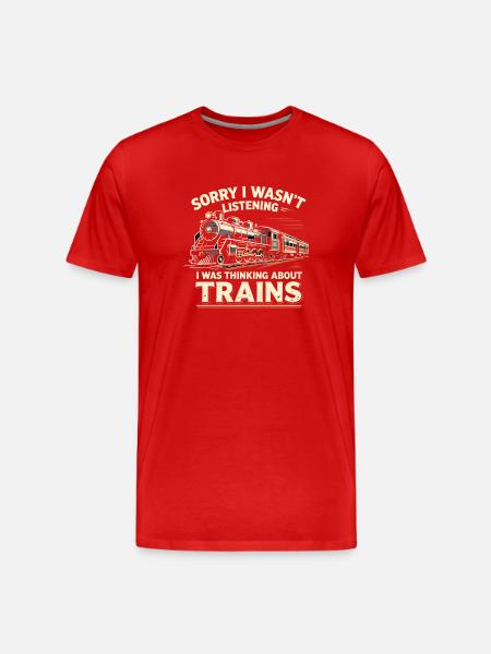 Train Lovers Saying Think of Trains - Men's Premium Organic T-Shirt - red