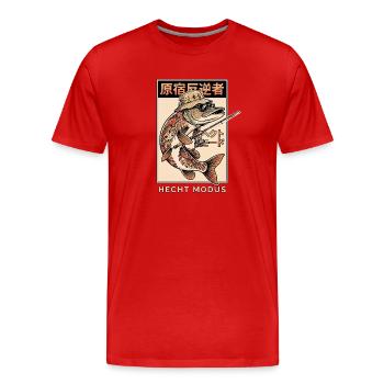 Japanischer Hecht Angler - Männer Premium Bio T-Shirt - Rot - Vorne - Damien (186cm)