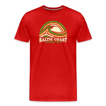 Baltic Coast Surf Design – Rétro Green - T-shirt bio Premium Homme - rouge - Devant - Damien (186cm)
