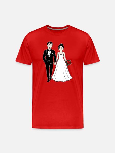 Couple de mariés - T-shirt bio Premium Homme - rouge