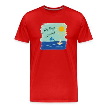 Ça fait du bien océan - T-shirt bio Premium Homme - rouge - Devant - Damien (186cm)