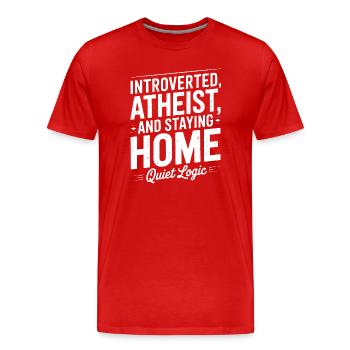 Athée introverti Quiet Logic Tee - T-shirt bio Premium Homme - rouge - Devant - Damien (186cm)
