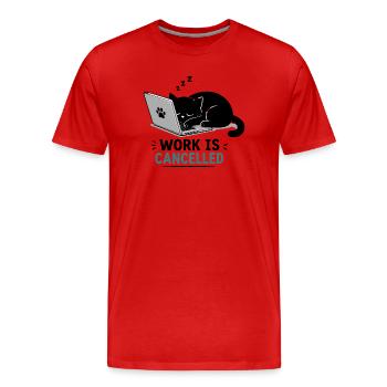 Pause chat sur l’ordinateur portable - T-shirt bio Premium Homme - rouge - Devant - Damien (186cm)