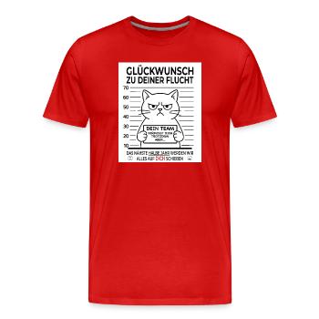 Glückwunsch zur Flucht Abschied Kollege - Männer Premium Bio T-Shirt - Rot - Vorne - Damien (186cm)