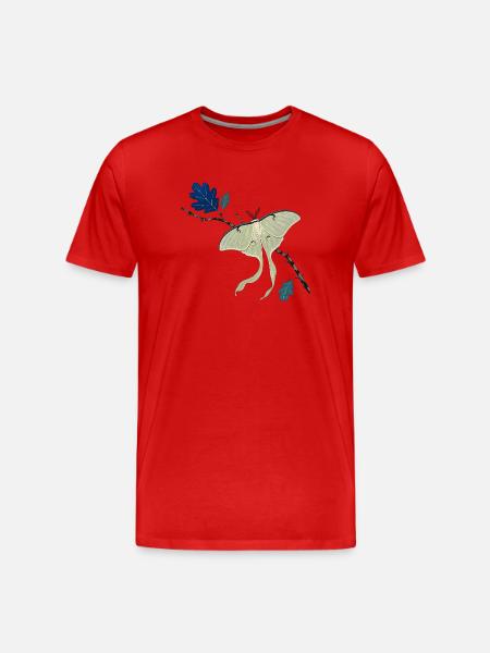 Luna Green Butterfly on Branch - Men's Premium Organic T-Shirt - red