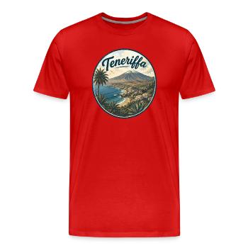 Teneriffa Retro Küstenpanorama - Männer Premium Bio T-Shirt - Rot - Vorne - Damien (186cm)