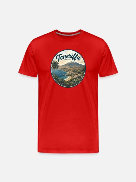 Teneriffa Retro Küstenpanorama - Männer Premium Bio T-Shirt - Rot
