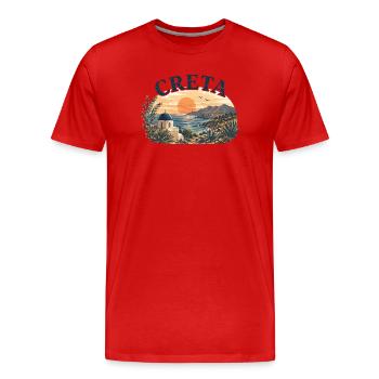 Côte du Créta du Couchant de Soleil - T-shirt bio Premium Homme - rouge - Devant - Damien (186cm)