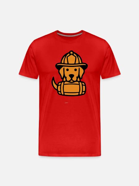 Fire Fighting Dog Rescuer Graphic - Men's Premium Organic T-Shirt - red