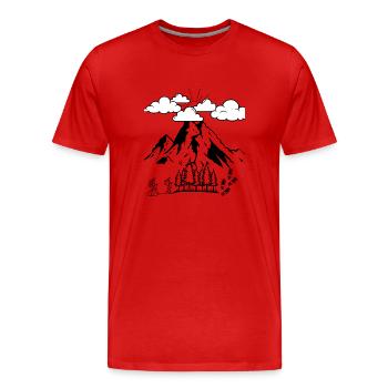Hiking Mountains Nature Outdoor Adventure T-Shirt - Men's Premium Organic T-Shirt - red - Front - Damien (186cm)