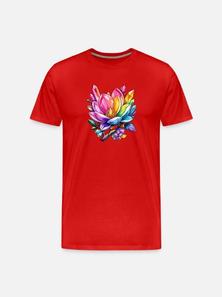 Kristallblüten Regenbogenfarben - Männer Premium Bio T-Shirt - Rot