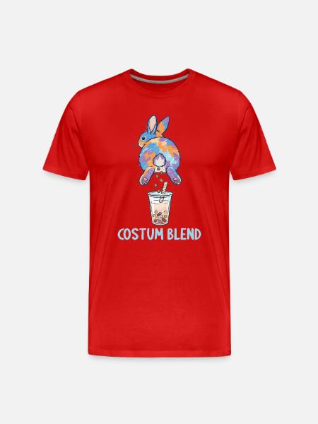 Cute Bunny Funny Boba Bubble Tea - Men's Premium Organic T-Shirt - red