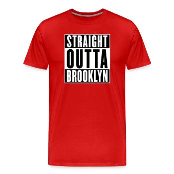 Tout droit sorti de Brooklyn (couleurs changeantes) - T-shirt bio Premium Homme - rouge - Devant - Damien (186cm)