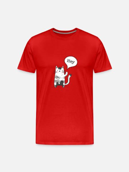 Hey Cat Stroke Drawing - Men's Premium Organic T-Shirt - red