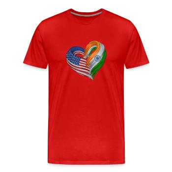 Cœur des États-Unis et de l’Inde - T-shirt bio Premium Homme - rouge - Devant - Damien (186cm)