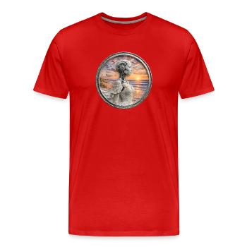 Élégance cyber seascape - T-shirt bio Premium Homme - rouge - Devant - Damien (186cm)
