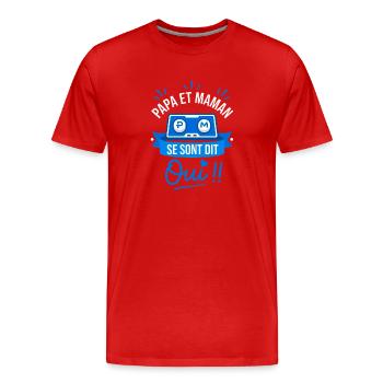 Mariage De Papa Et Maman Gamer - T-shirt bio Premium Homme - rouge - Devant - Damien (186cm)