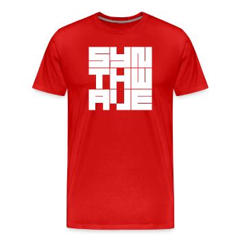 Synthwave Grid logo - Men's Premium Organic T-Shirt - red - Front - Damien (186cm)