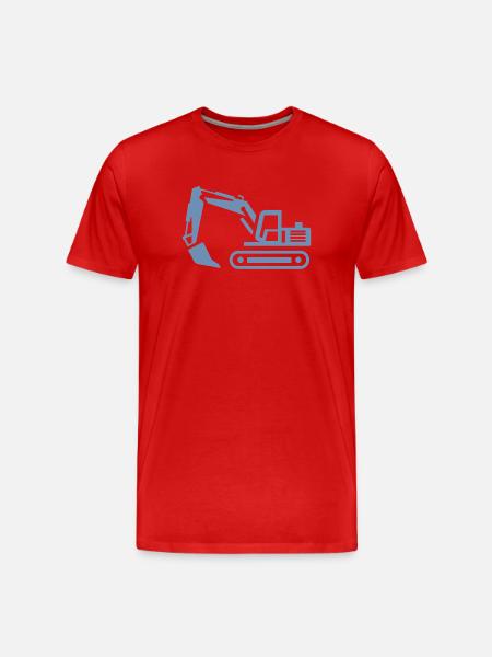 Bagger-Konturen: Silhouette eines Baugeräteführers - Männer Premium Bio T-Shirt - Rot