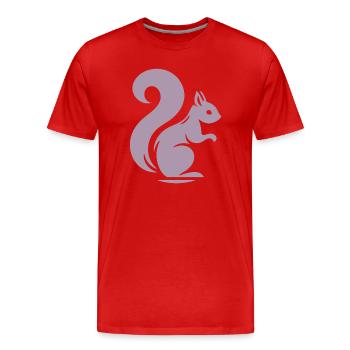 Silhouette minimaliste d’écureuil avec noix - T-shirt bio Premium Homme - rouge - Devant - Damien (186cm)