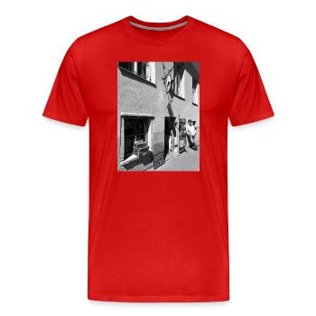 Magasin de disques de rue en vinyle - T-shirt bio Premium Homme - rouge - Devant - Damien (186cm)